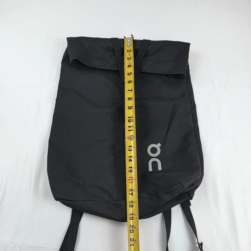 On Cloud Roll Top Backpack Black 18 Inch Soft Case Travel Men Daypack Polyester